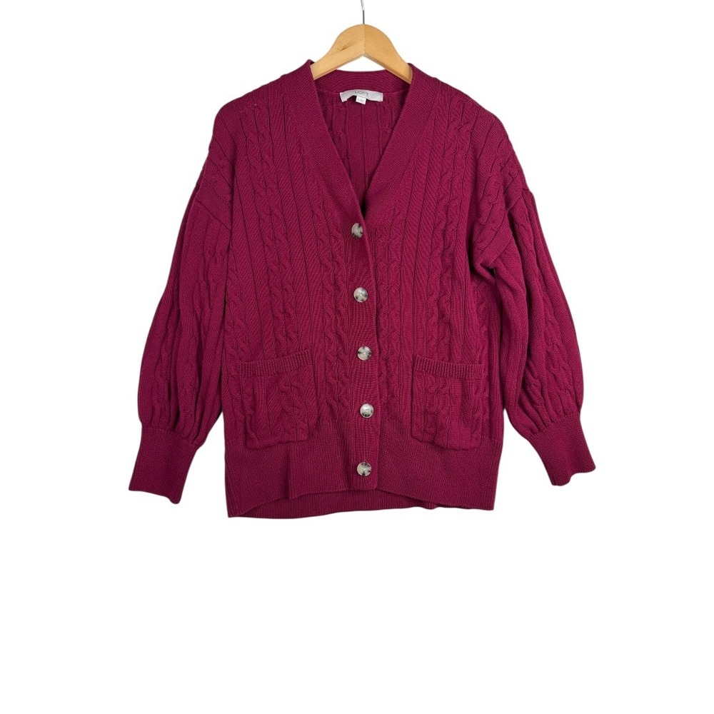 Loft Grandpa Style Button Down Knit Sweater size XL Red